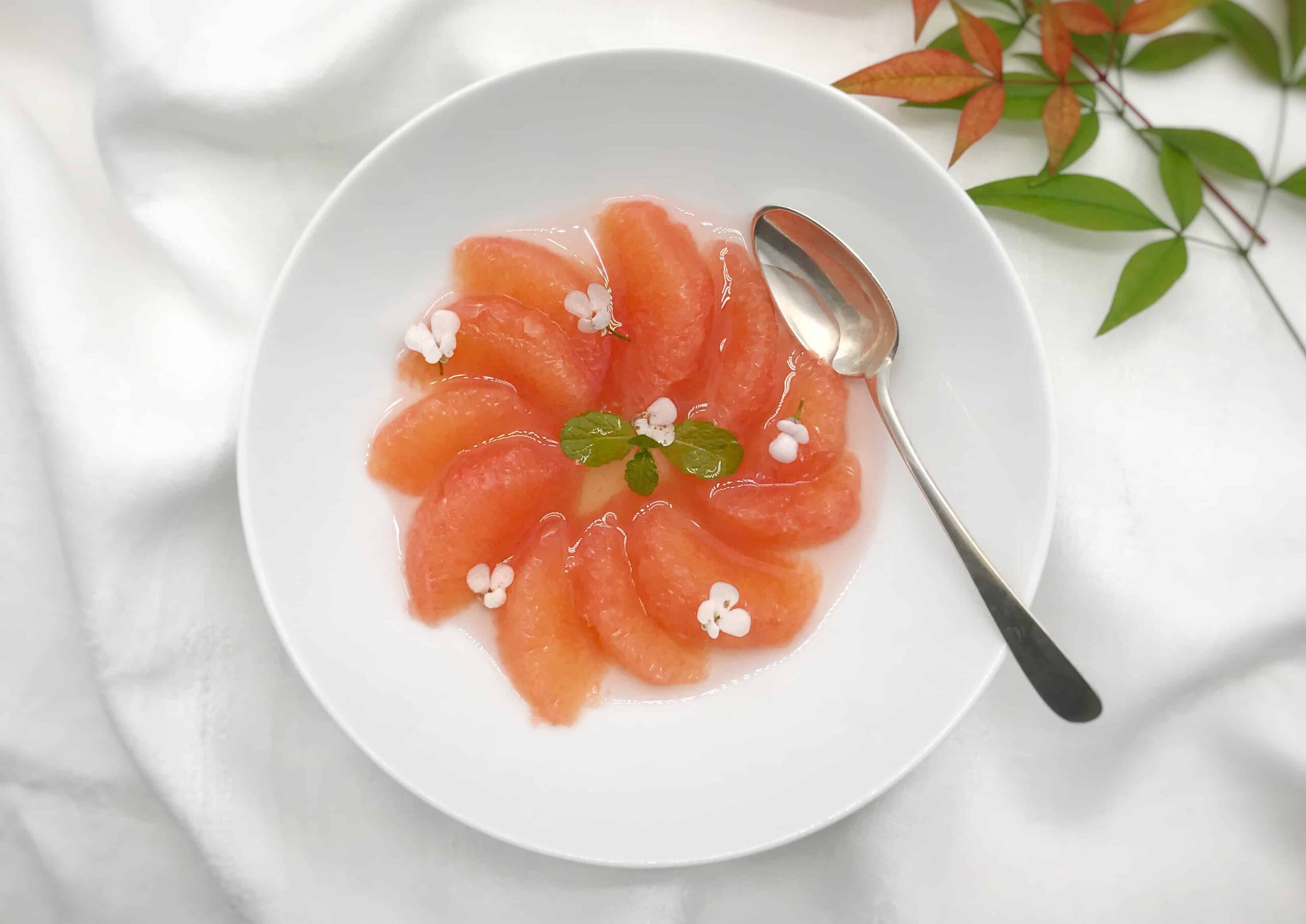 Salade de pamplemousse et verveine infuse